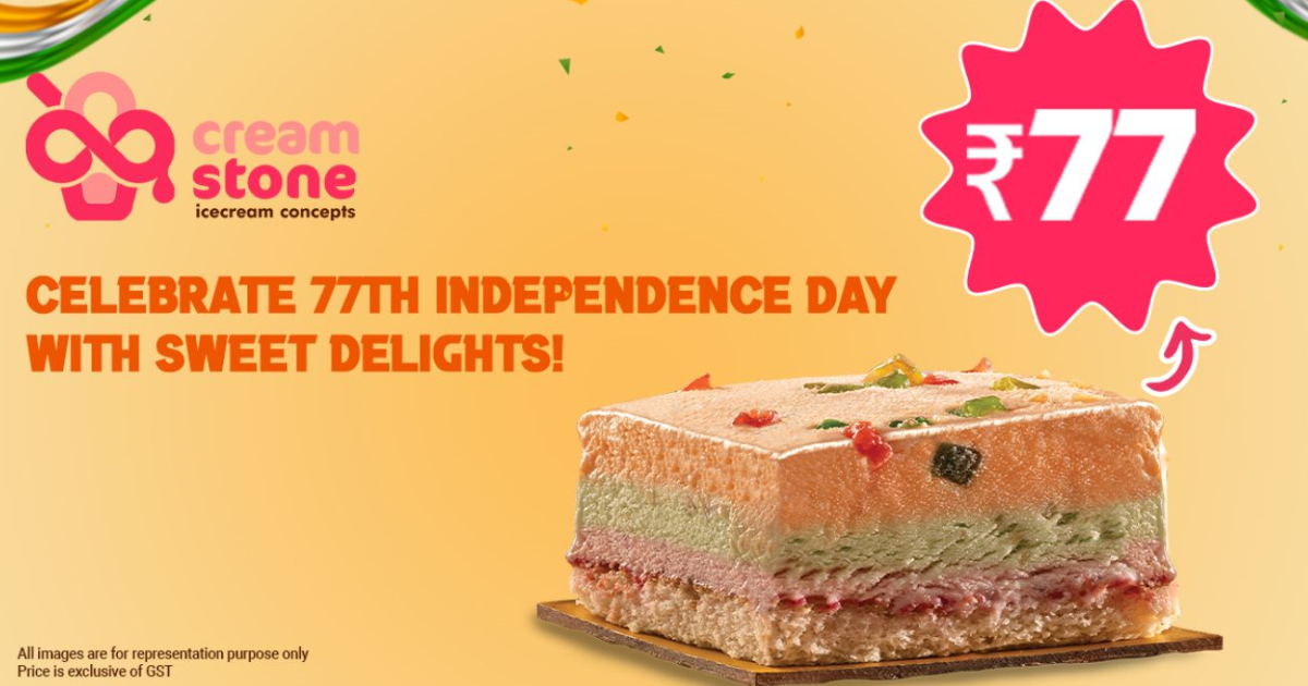 Independence Day bonanza: Popular ice cream franchise, Cream Stone announces exciting offer @ Rs 77, celebrating the 77th Independence Day